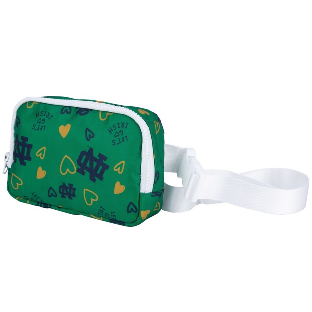 Notre Dame Green Heart Print Crossbody Belt Bag